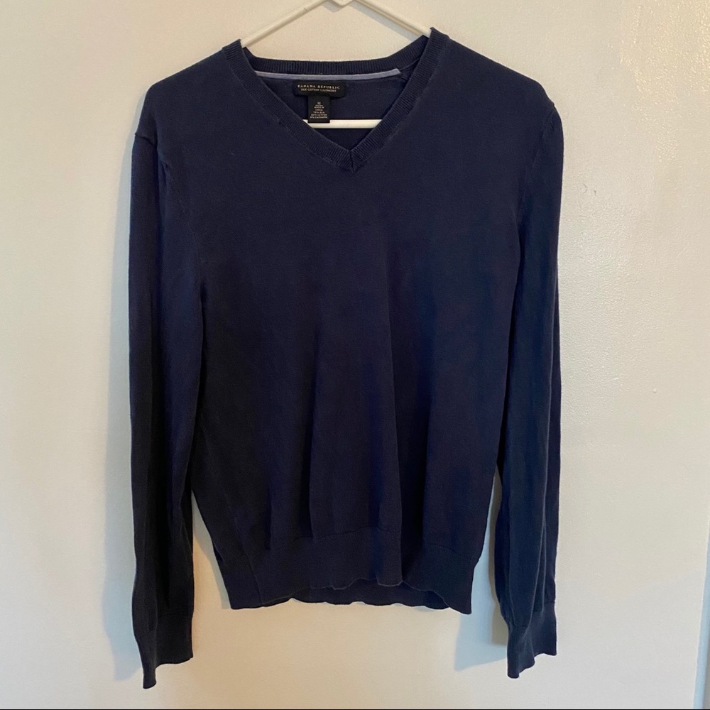 banana republic cashmere cotton v-neck men sweater